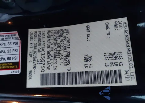 2010 Nissan Altima 2.5 S from USA, damaged, VIN 1N4AL2EP5AC156750